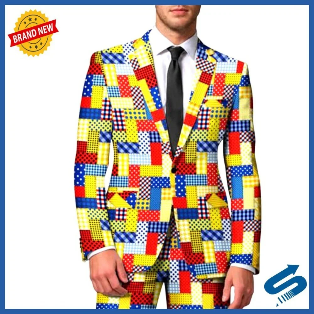 Men's Casual Blazer Sport Coat Floral Print Cotton Polyester Two Button